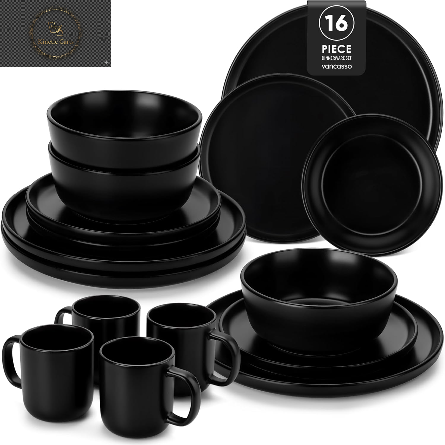  Vancasso Playa Series 24-Piece Dinner Set, Stoneware Plates and Bowls Set for 6, Mediterranean Style Crockery Set in Vibrant Blue, Playa Series Dinner Service Set, Dishwasher & Microwave Safe