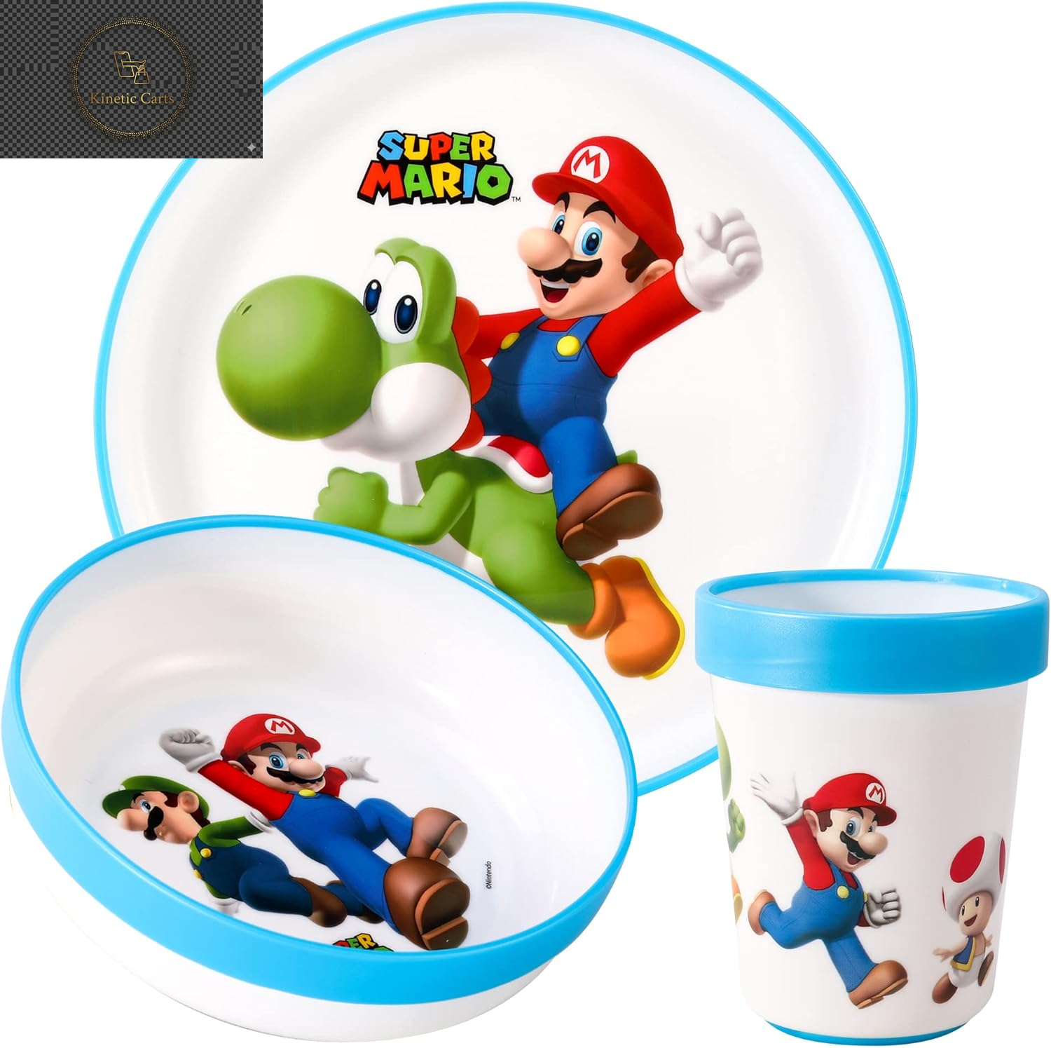 Bluey 3Pc Kids Dinner Set – Toddler Plates and Bowls Set with Kids Cup, Reusable Bicolor Premium Plastic Dinnerware Sets - Baby Plates, Baby Bowls, Toddler Cups, Children’S Mealtime Tableware