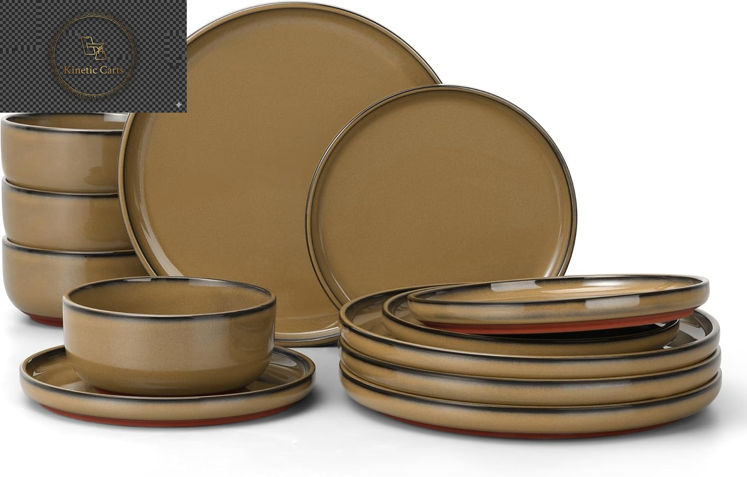 HaWare Dinner Set, 12 Piece Stoneware Dinnerware Service for 4, Reactive Glaze Dining Ware Include Plates and Bowls, Chip and Scratch Resistant, Microwave & Dishwasher Safe, Nebulas Blue