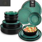  Vancasso Playa Series 24-Piece Dinner Set, Stoneware Plates and Bowls Set for 6, Mediterranean Style Crockery Set in Vibrant Blue, Playa Series Dinner Service Set, Dishwasher & Microwave Safe