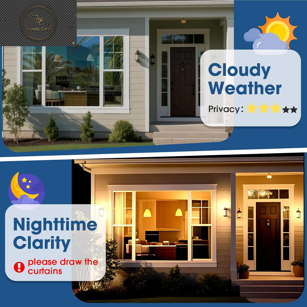 Reflective One Way Window Film Privacy: Mirror Heat Control Sun Blocker Window Tint Film, UV Protection anti Glare, No Glue Clear Daytime Privacy for Home Office (Silver, 44.5 * 200Cm)