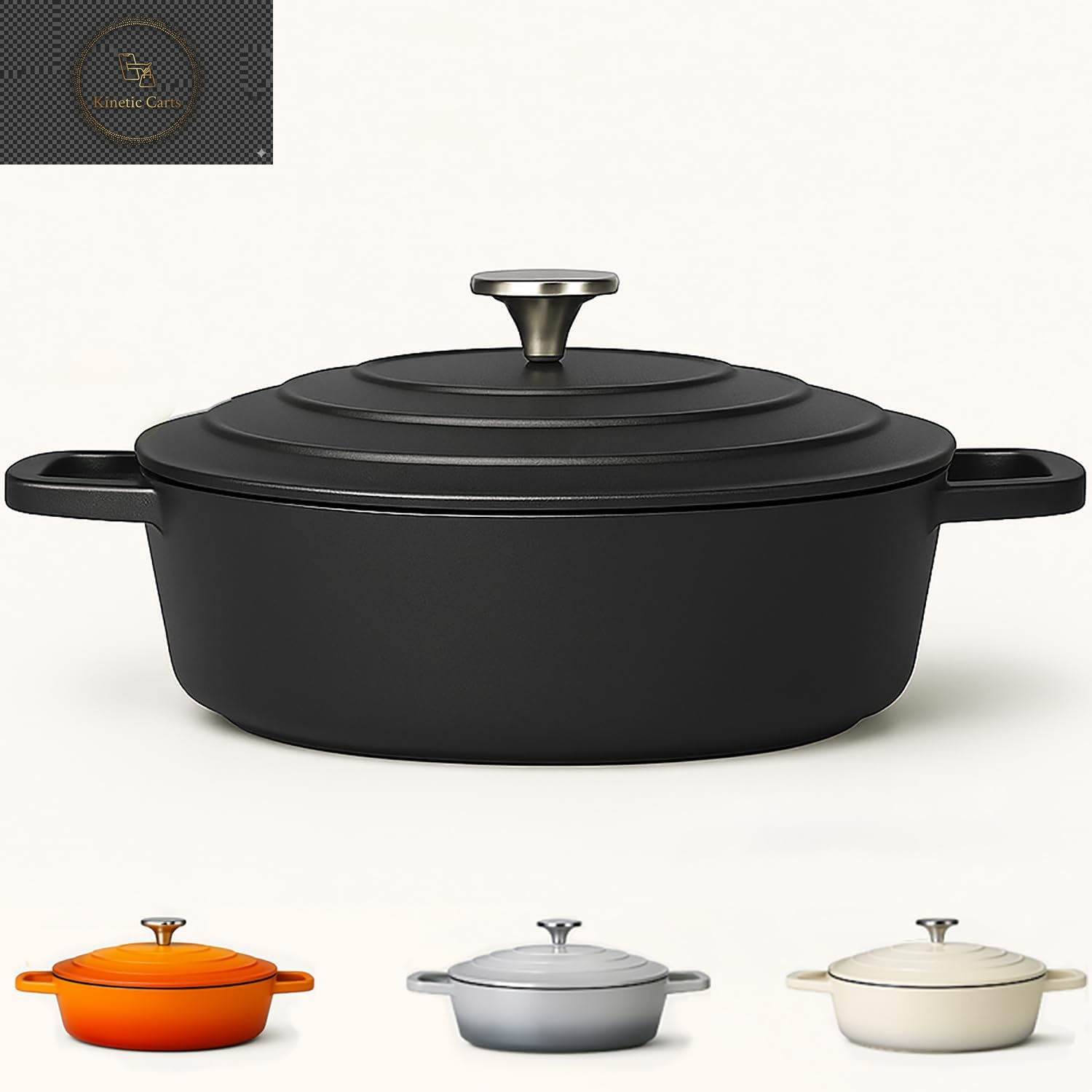 Casserole Dish with Lid Medium 4L, 28Cm – Lightweight Cast Aluminium Casserole Pan Shallow Induction Hob & Oven Safe, Durable Non-Stick Cooking Pot Stew, Roast (Black, 28Cm - Shallow)