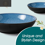  Vancasso Playa Series 24-Piece Dinner Set, Stoneware Plates and Bowls Set for 6, Mediterranean Style Crockery Set in Vibrant Blue, Playa Series Dinner Service Set, Dishwasher & Microwave Safe