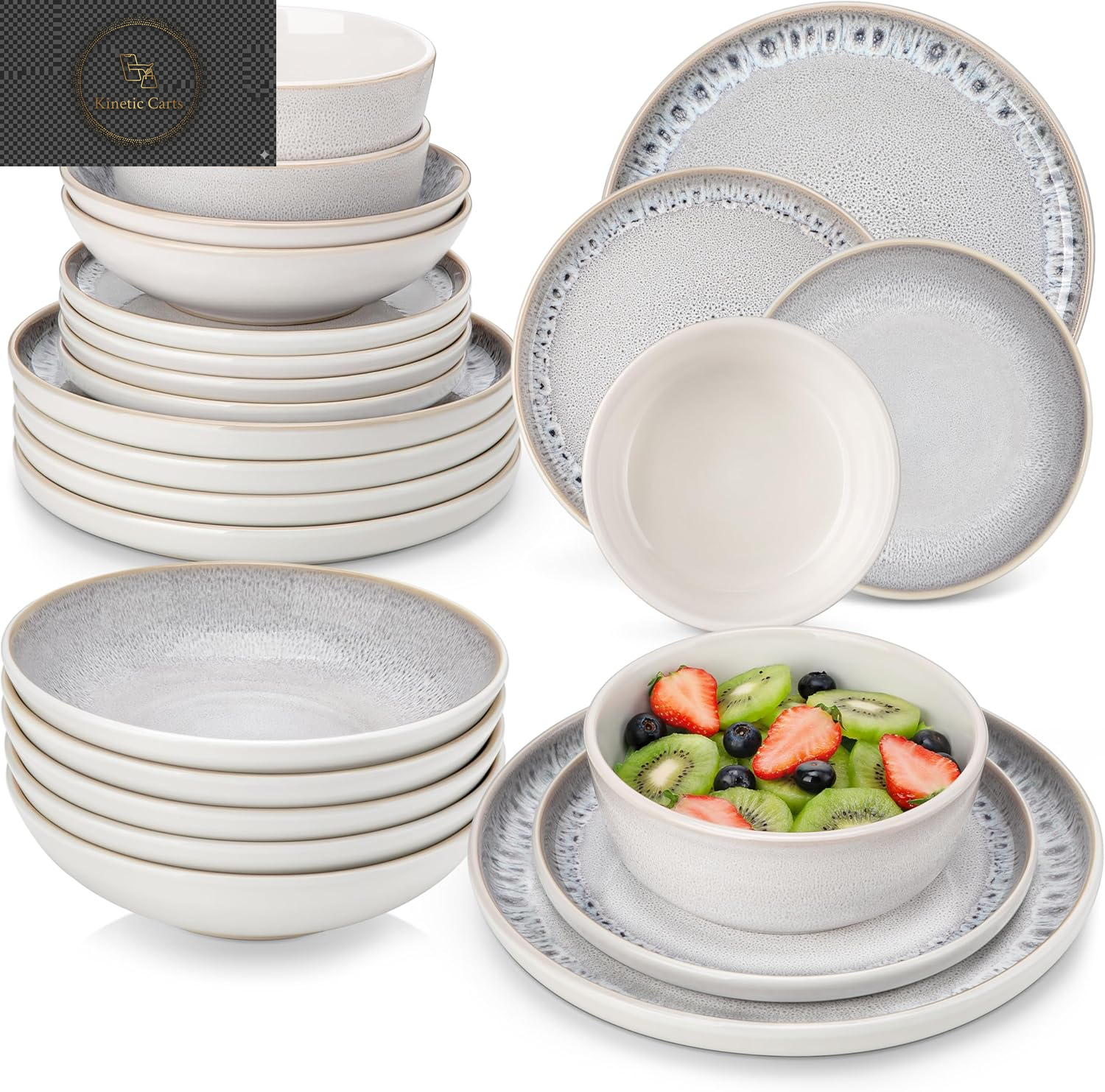  Vancasso Playa Series 24-Piece Dinner Set, Stoneware Plates and Bowls Set for 6, Mediterranean Style Crockery Set in Vibrant Blue, Playa Series Dinner Service Set, Dishwasher & Microwave Safe