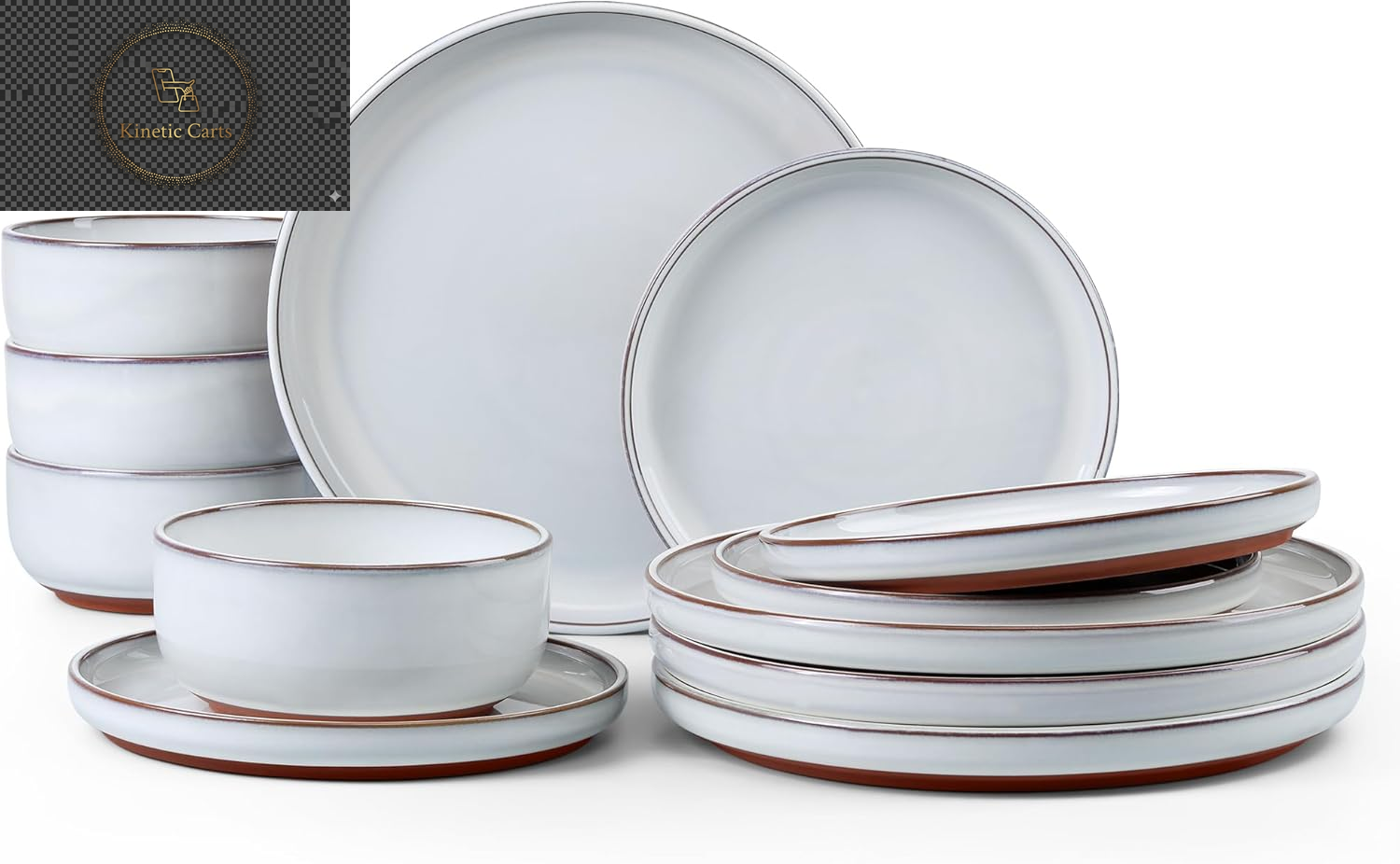 HaWare Dinner Set, 12 Piece Stoneware Dinnerware Service for 4, Reactive Glaze Dining Ware Include Plates and Bowls, Chip and Scratch Resistant, Microwave & Dishwasher Safe, Nebulas Blue