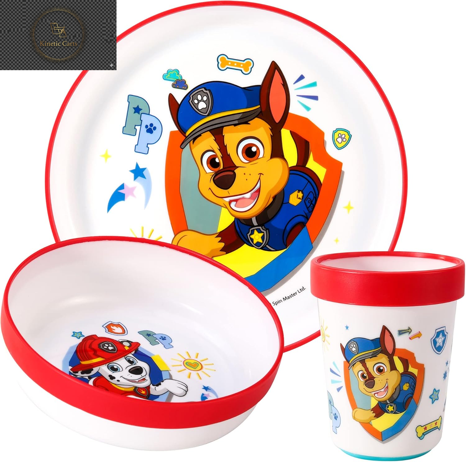 Bluey 3Pc Kids Dinner Set – Toddler Plates and Bowls Set with Kids Cup, Reusable Bicolor Premium Plastic Dinnerware Sets - Baby Plates, Baby Bowls, Toddler Cups, Children’S Mealtime Tableware