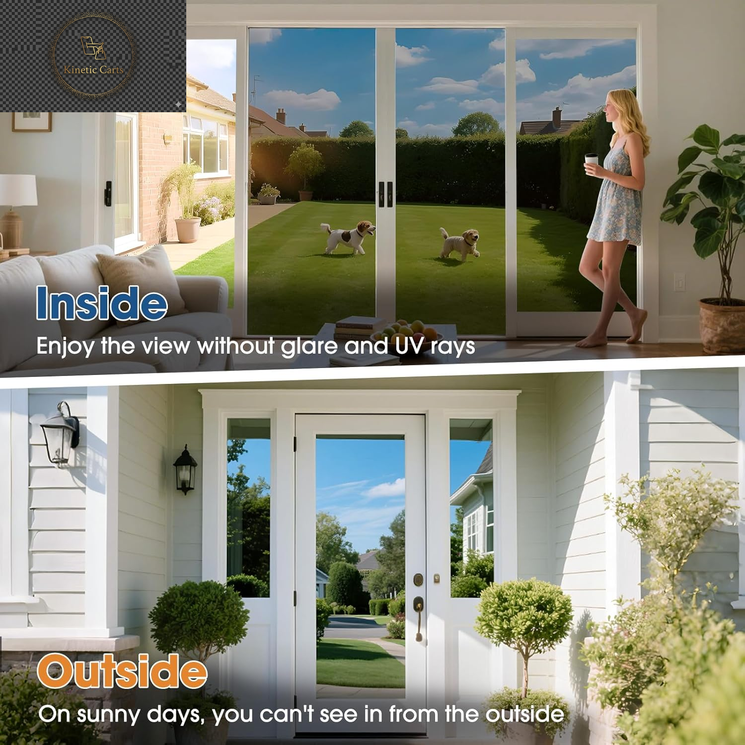 Reflective One Way Window Film Privacy: Mirror Heat Control Sun Blocker Window Tint Film, UV Protection anti Glare, No Glue Clear Daytime Privacy for Home Office (Silver, 44.5 * 200Cm)