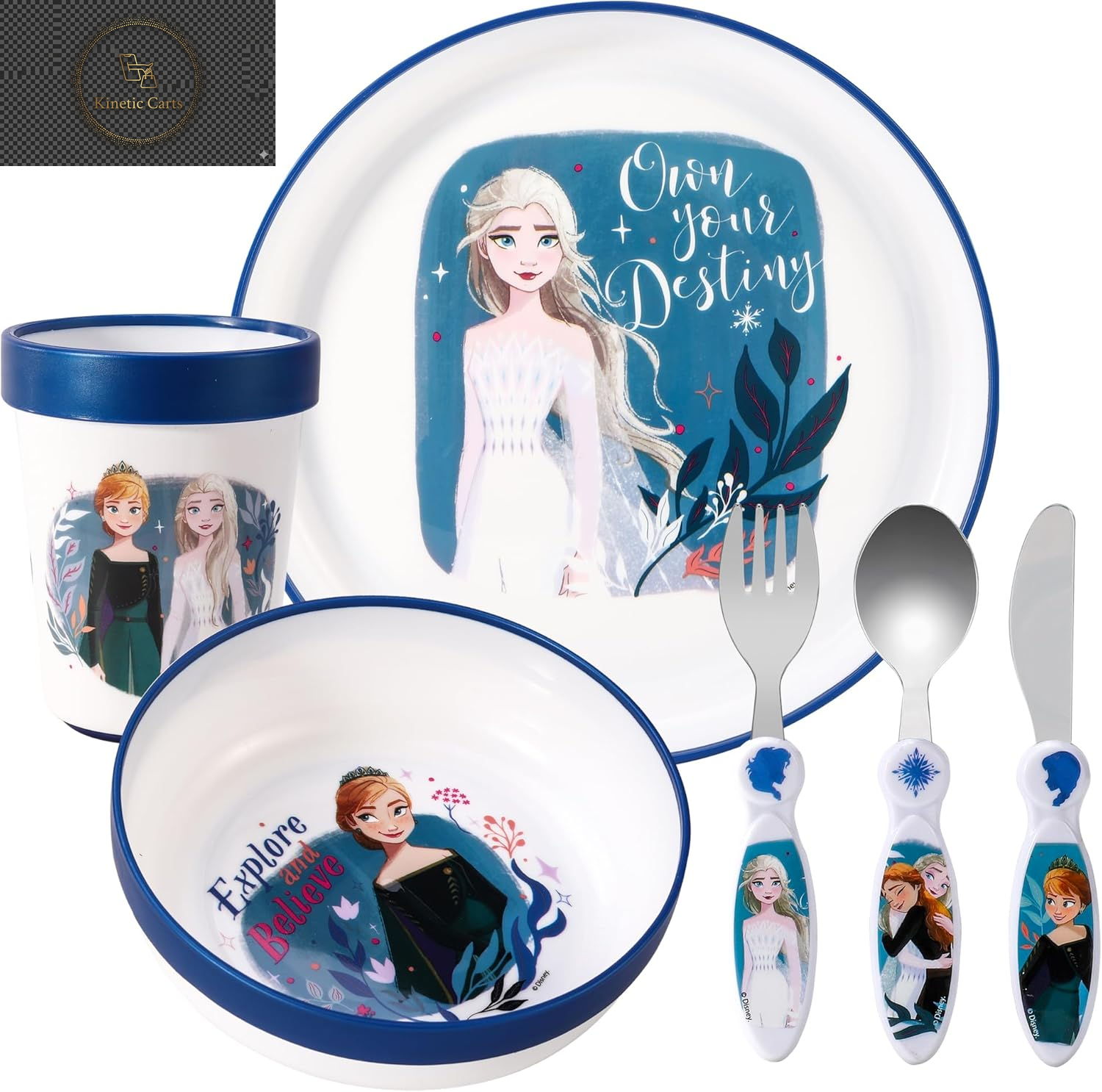 Kids 6 Piece Reusable Dinner Set - Plate/Bowl/Cup/Knife/Fork/Spoon - Childrens Dinnerware Tableware Cutlery Set (Minnie Mouse)