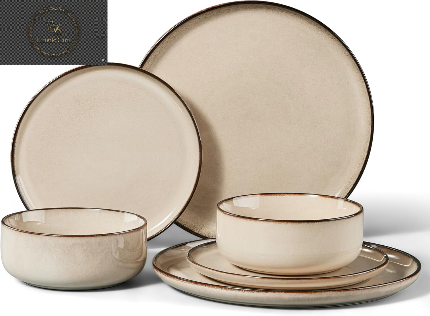 HaWare Dinner Set, 12 Piece Stoneware Dinnerware Service for 4, Reactive Glaze Dining Ware Include Plates and Bowls, Chip and Scratch Resistant, Microwave & Dishwasher Safe, Nebulas Blue
