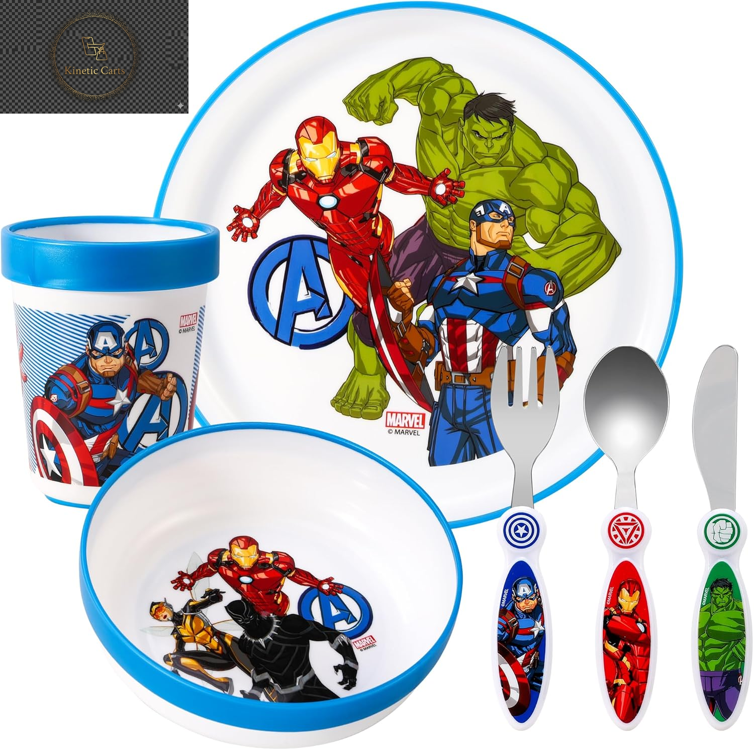 Kids 6 Piece Reusable Dinner Set - Plate/Bowl/Cup/Knife/Fork/Spoon - Childrens Dinnerware Tableware Cutlery Set (Minnie Mouse)