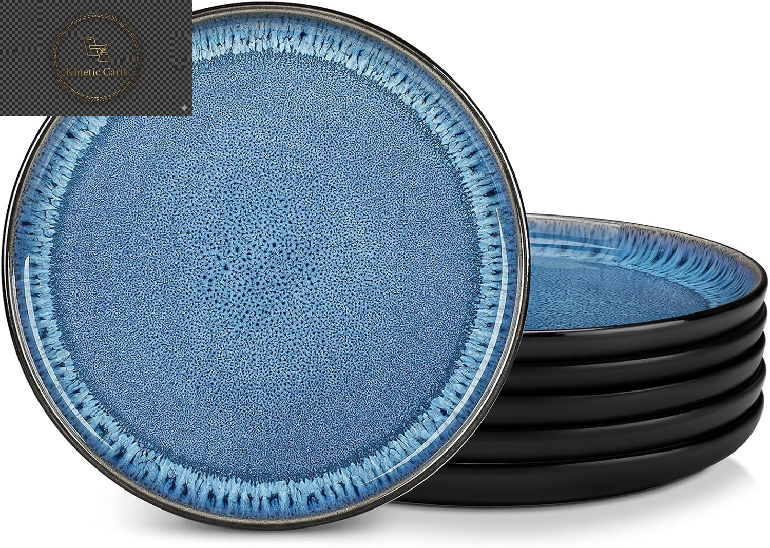  Vancasso Playa Series 24-Piece Dinner Set, Stoneware Plates and Bowls Set for 6, Mediterranean Style Crockery Set in Vibrant Blue, Playa Series Dinner Service Set, Dishwasher & Microwave Safe