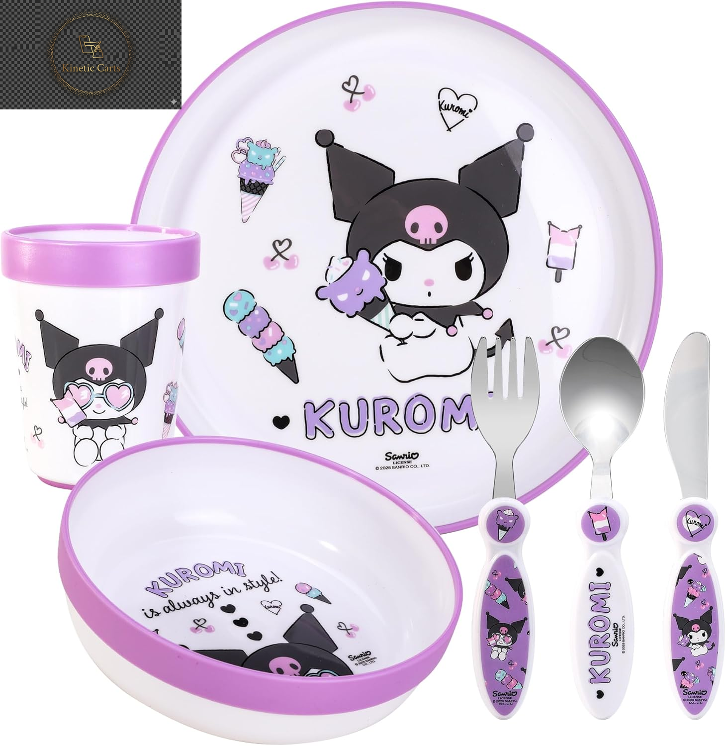 Kids 6 Piece Reusable Dinner Set - Plate/Bowl/Cup/Knife/Fork/Spoon - Childrens Dinnerware Tableware Cutlery Set (Minnie Mouse)