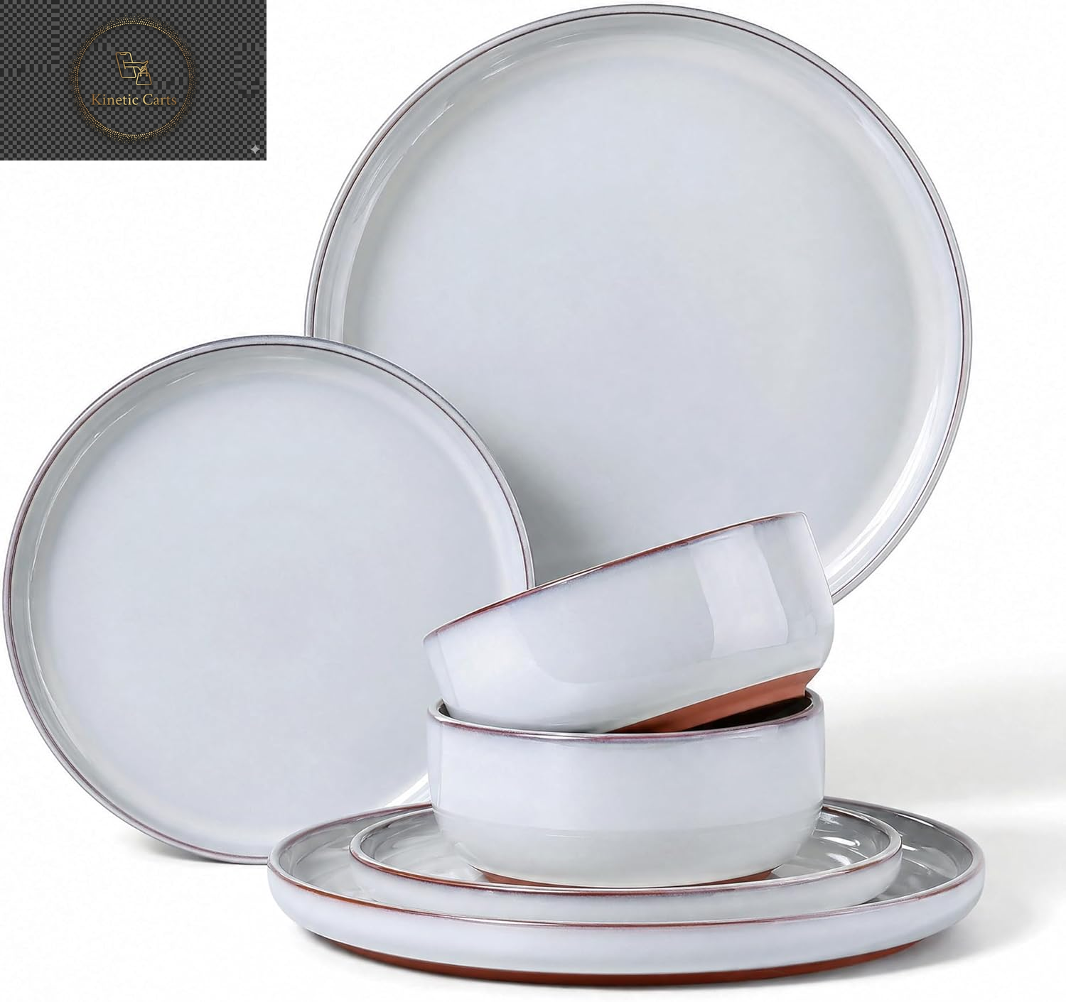 HaWare Dinner Set, 12 Piece Stoneware Dinnerware Service for 4, Reactive Glaze Dining Ware Include Plates and Bowls, Chip and Scratch Resistant, Microwave & Dishwasher Safe, Nebulas Blue