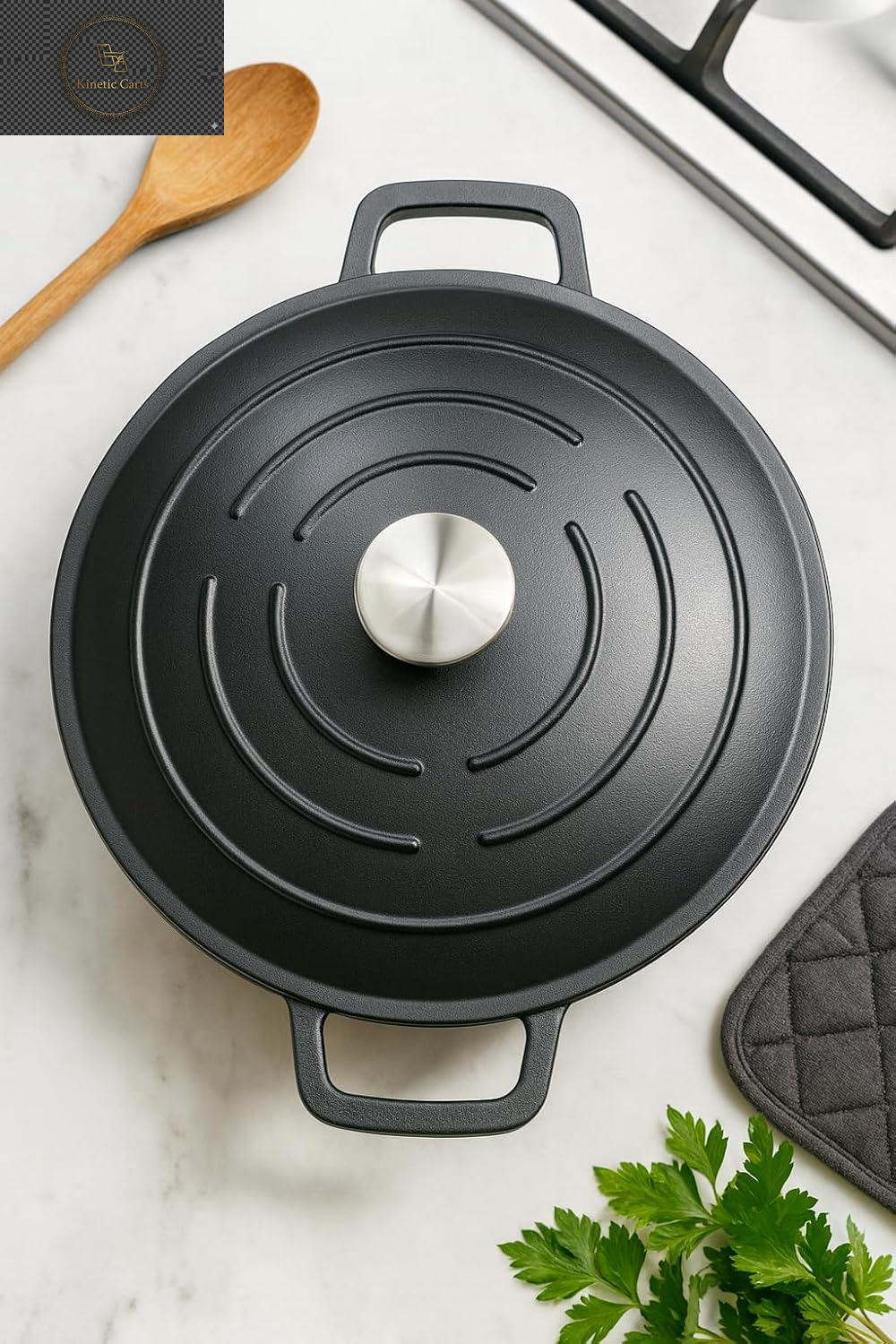 Casserole Dish with Lid Medium 4L, 28Cm – Lightweight Cast Aluminium Casserole Pan Shallow Induction Hob & Oven Safe, Durable Non-Stick Cooking Pot Stew, Roast (Black, 28Cm - Shallow)