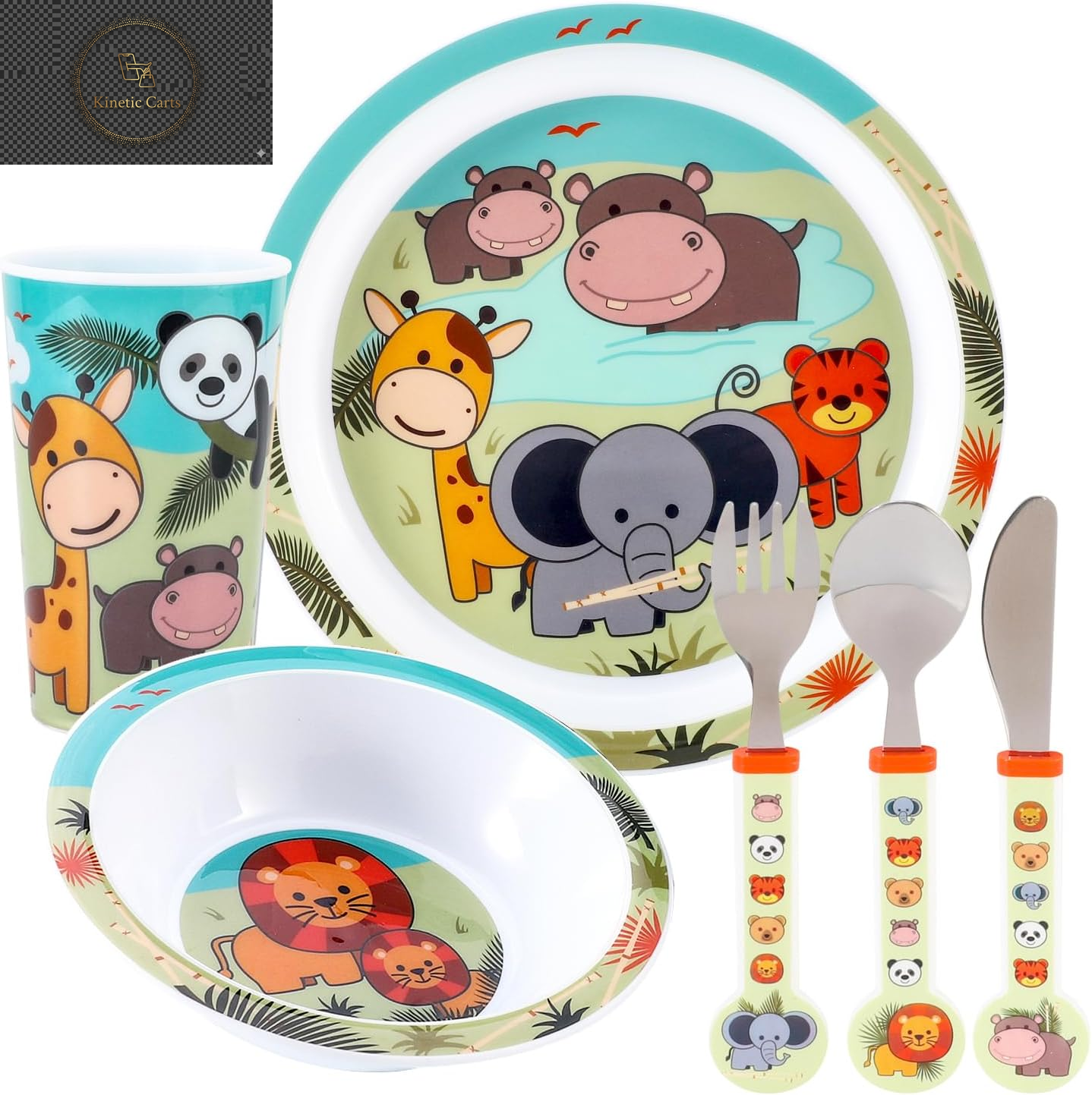 Kids 6 Piece Reusable Dinner Set - Plate/Bowl/Cup/Knife/Fork/Spoon - Childrens Dinnerware Tableware Cutlery Set (Minnie Mouse)