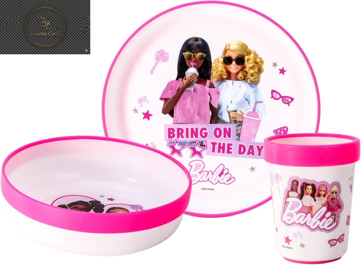 Bluey 3Pc Kids Dinner Set – Toddler Plates and Bowls Set with Kids Cup, Reusable Bicolor Premium Plastic Dinnerware Sets - Baby Plates, Baby Bowls, Toddler Cups, Children’S Mealtime Tableware