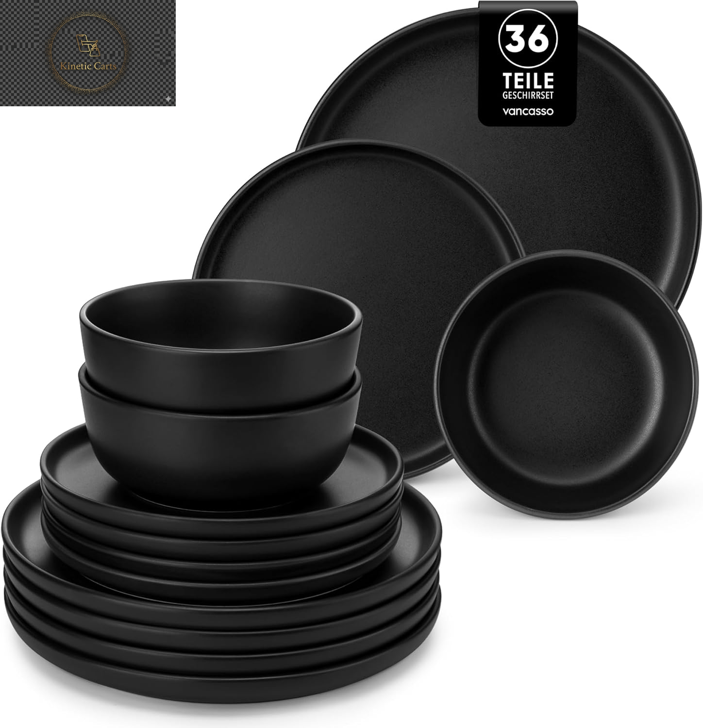  Vancasso Playa Series 24-Piece Dinner Set, Stoneware Plates and Bowls Set for 6, Mediterranean Style Crockery Set in Vibrant Blue, Playa Series Dinner Service Set, Dishwasher & Microwave Safe