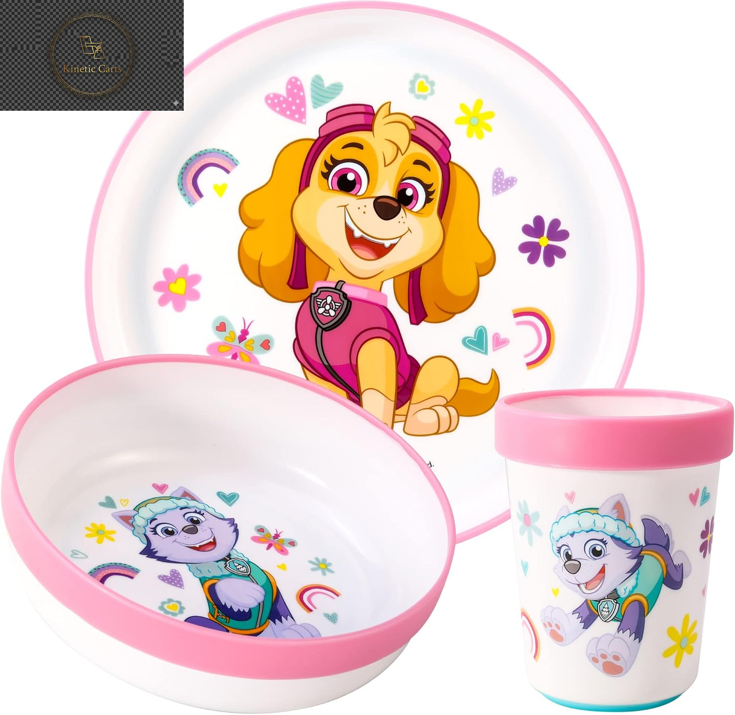 Bluey 3Pc Kids Dinner Set – Toddler Plates and Bowls Set with Kids Cup, Reusable Bicolor Premium Plastic Dinnerware Sets - Baby Plates, Baby Bowls, Toddler Cups, Children’S Mealtime Tableware