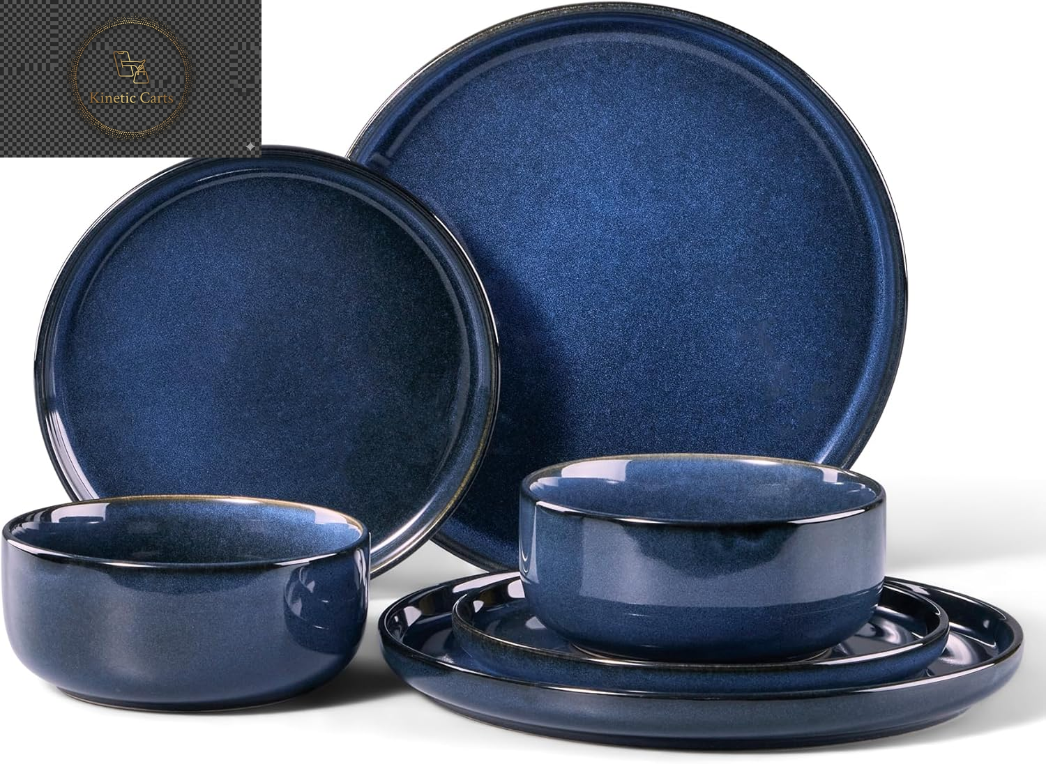 HaWare Dinner Set, 12 Piece Stoneware Dinnerware Service for 4, Reactive Glaze Dining Ware Include Plates and Bowls, Chip and Scratch Resistant, Microwave & Dishwasher Safe, Nebulas Blue
