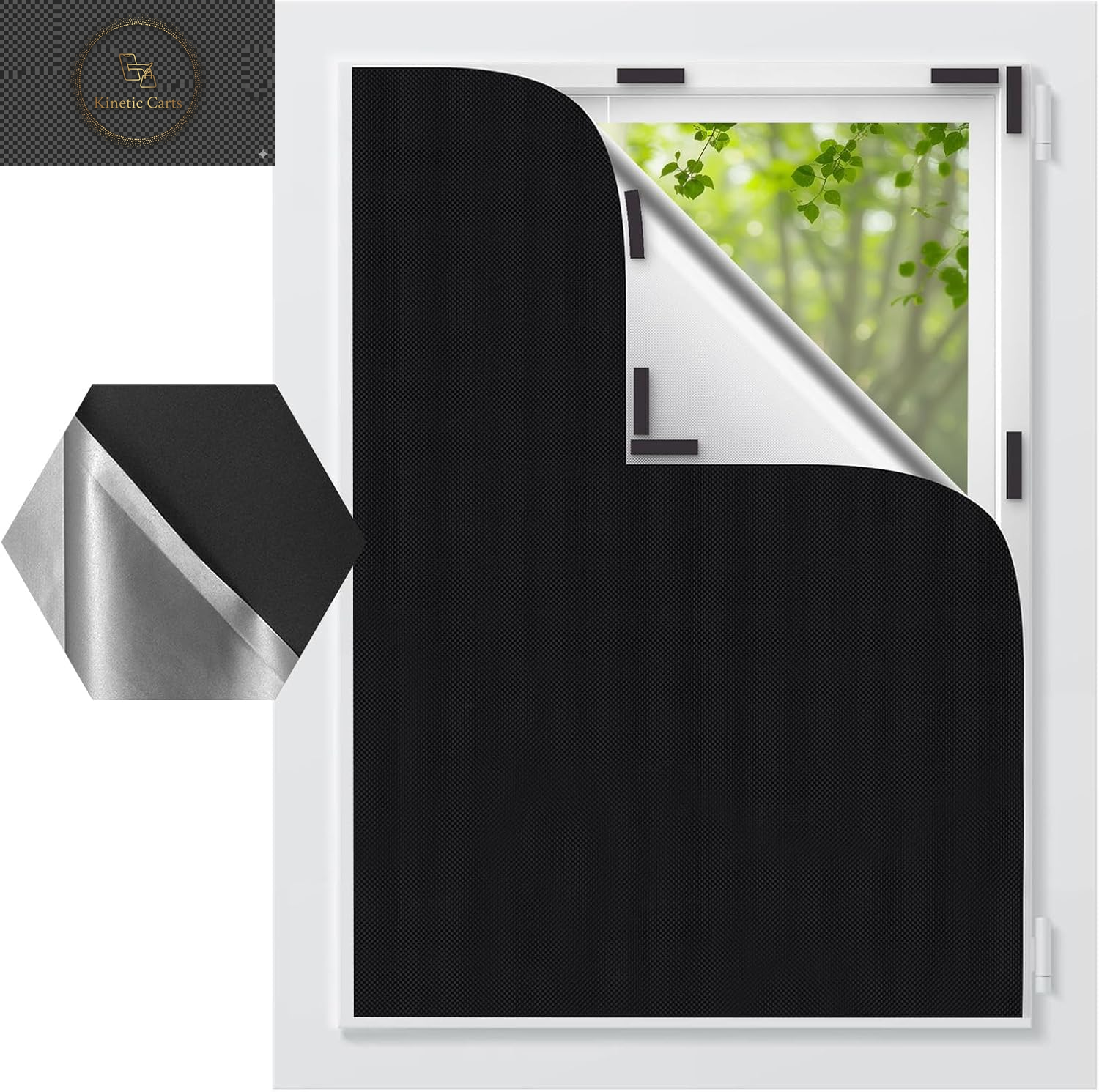 Blackout Blinds Stick On, 420D Oxford Fabric 100% Blackout Curtain for Window 200 X 145CM, Portable Blackout Shades Film for Bedroom, Cut to Any Size, Nursery Blackout Blinds for Baby Travel Temporary