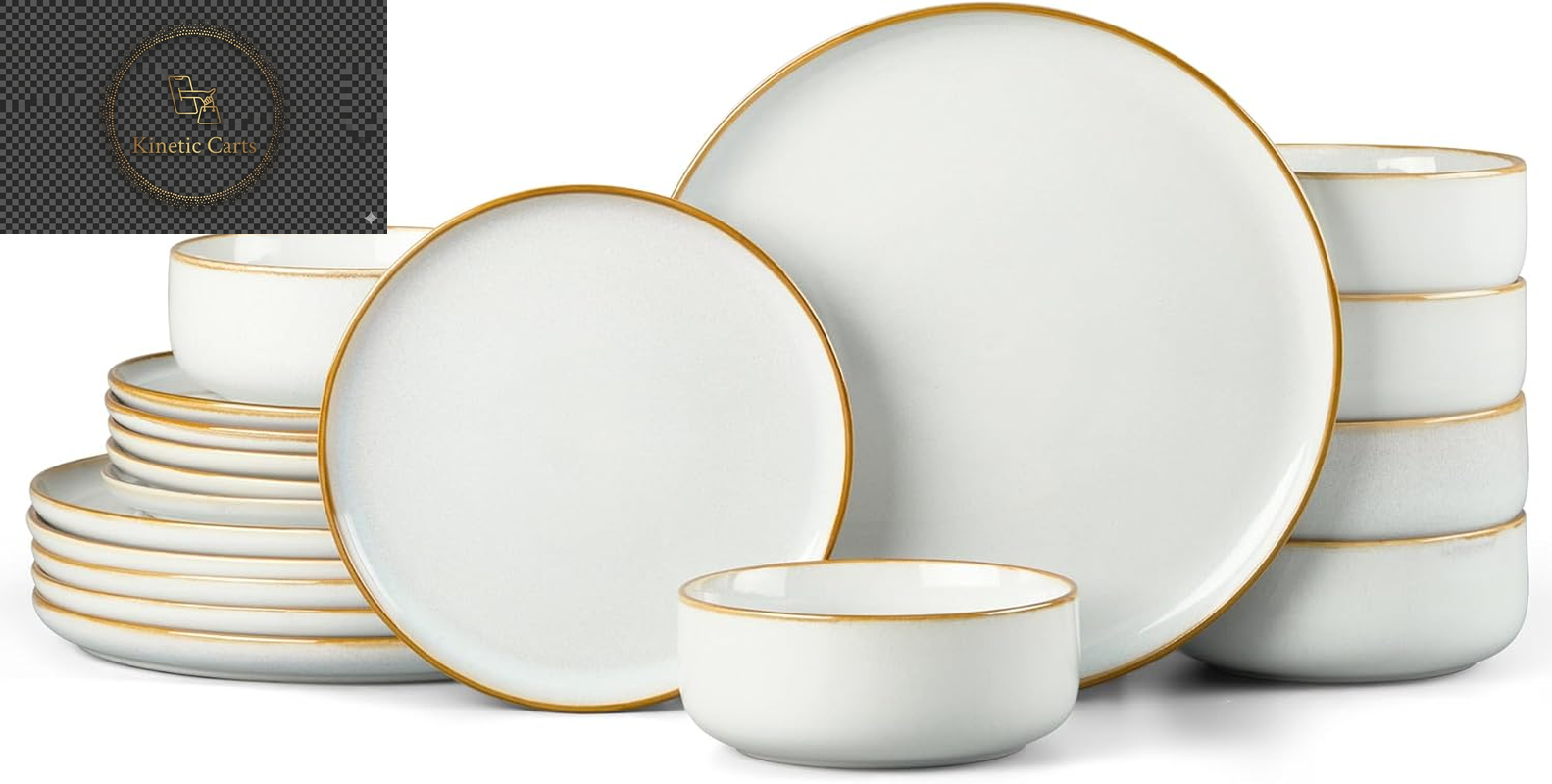 HaWare Dinner Set, 12 Piece Stoneware Dinnerware Service for 4, Reactive Glaze Dining Ware Include Plates and Bowls, Chip and Scratch Resistant, Microwave & Dishwasher Safe, Nebulas Blue