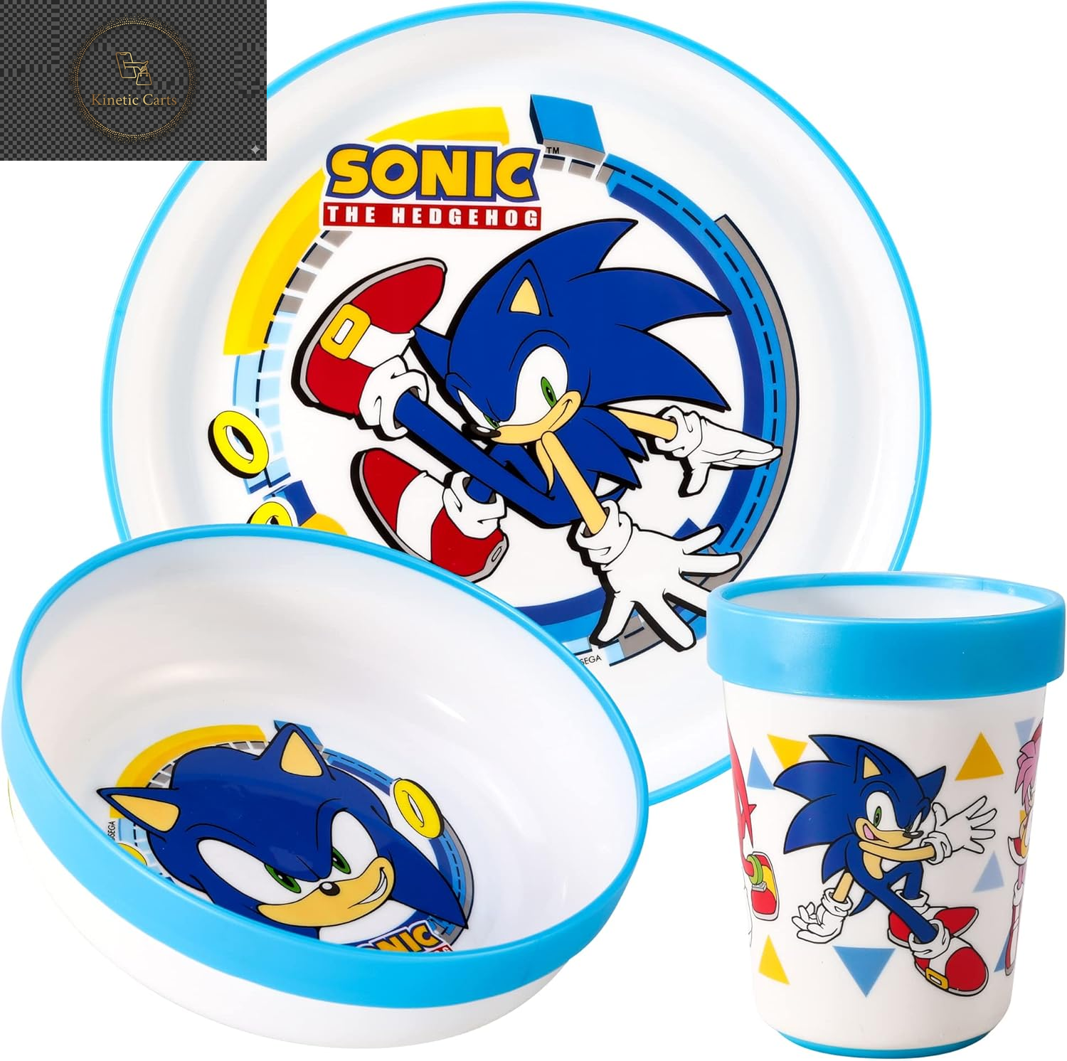 Bluey 3Pc Kids Dinner Set – Toddler Plates and Bowls Set with Kids Cup, Reusable Bicolor Premium Plastic Dinnerware Sets - Baby Plates, Baby Bowls, Toddler Cups, Children’S Mealtime Tableware
