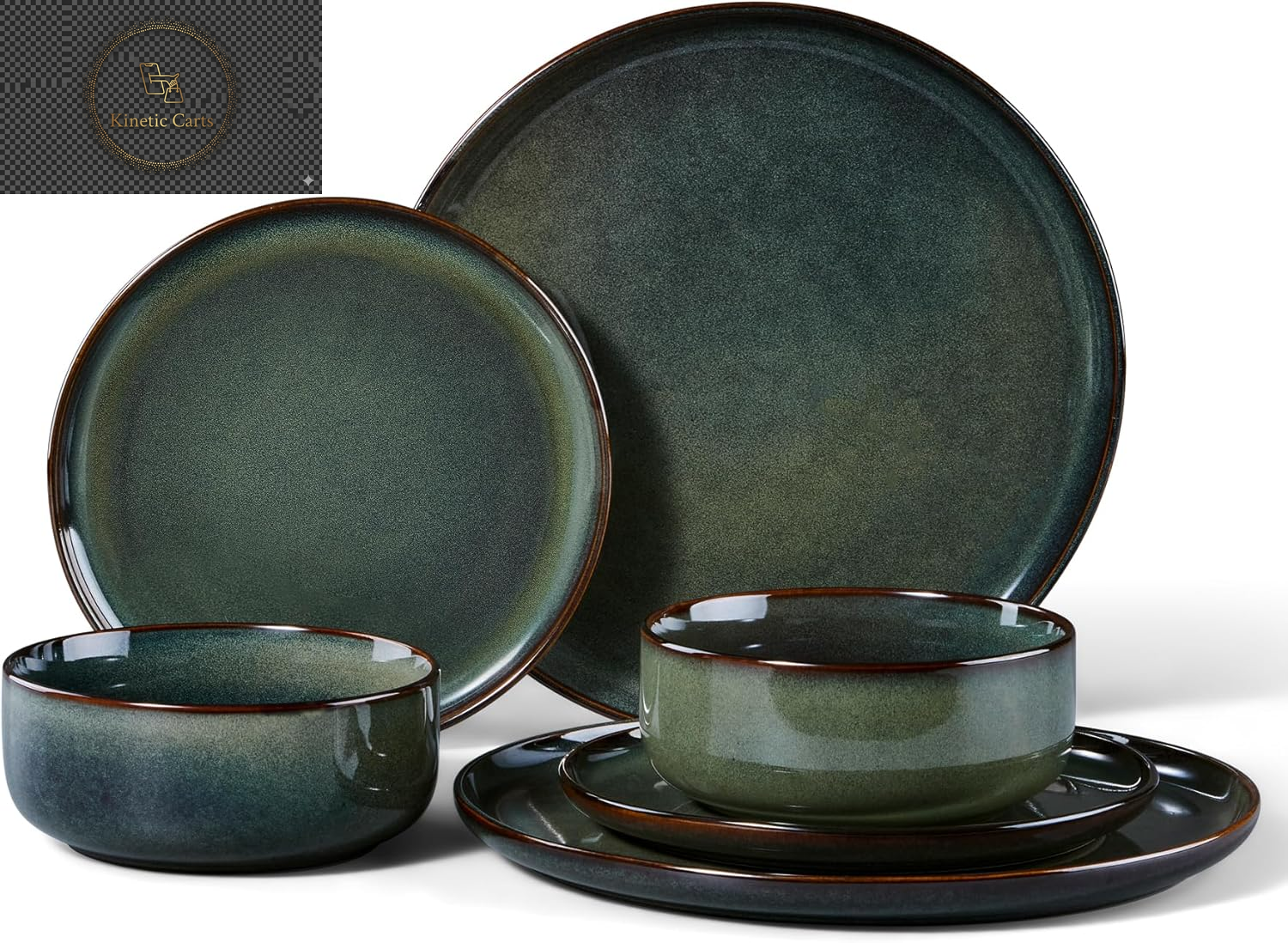 HaWare Dinner Set, 12 Piece Stoneware Dinnerware Service for 4, Reactive Glaze Dining Ware Include Plates and Bowls, Chip and Scratch Resistant, Microwave & Dishwasher Safe, Nebulas Blue