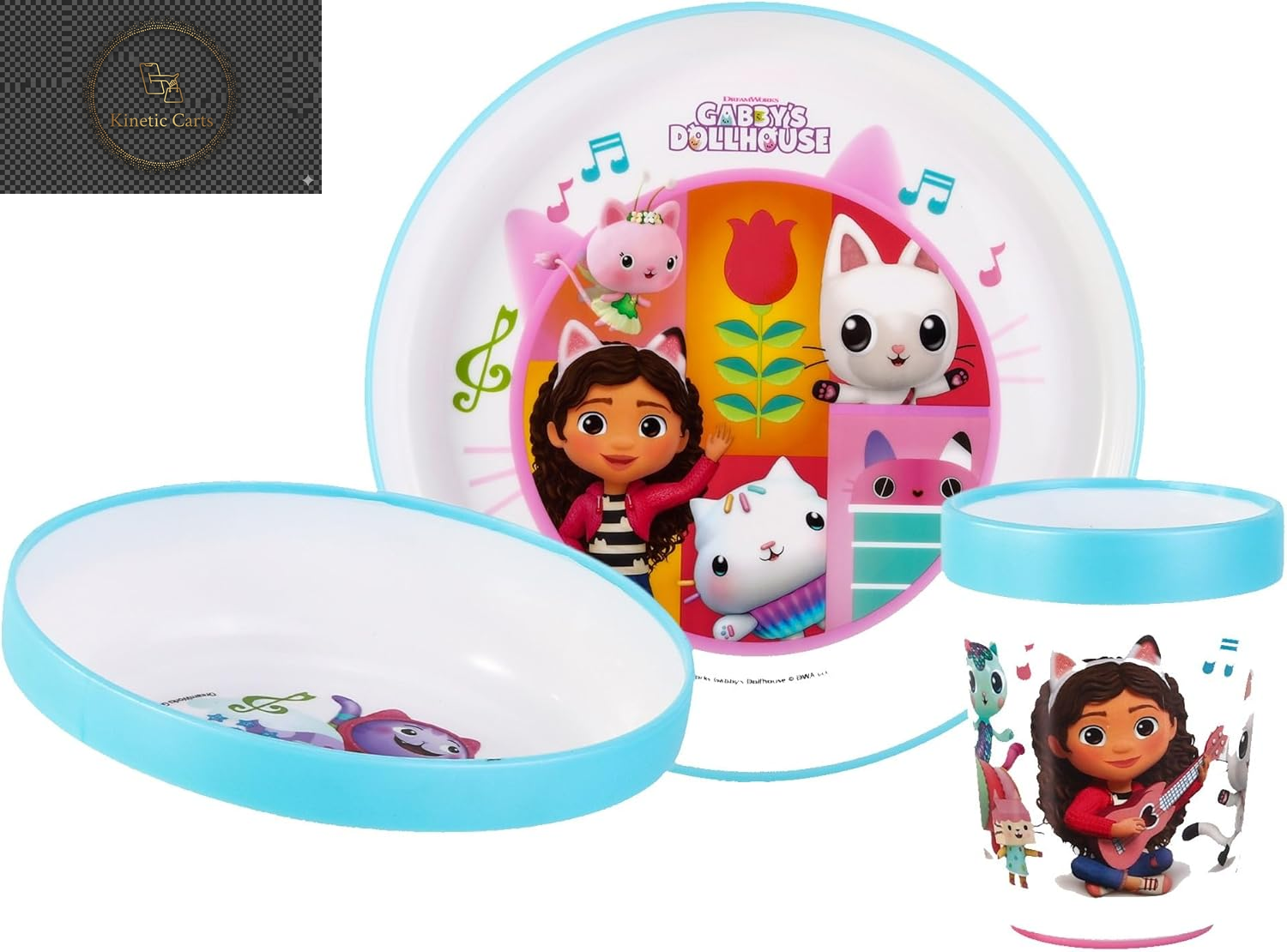 Bluey 3Pc Kids Dinner Set – Toddler Plates and Bowls Set with Kids Cup, Reusable Bicolor Premium Plastic Dinnerware Sets - Baby Plates, Baby Bowls, Toddler Cups, Children’S Mealtime Tableware