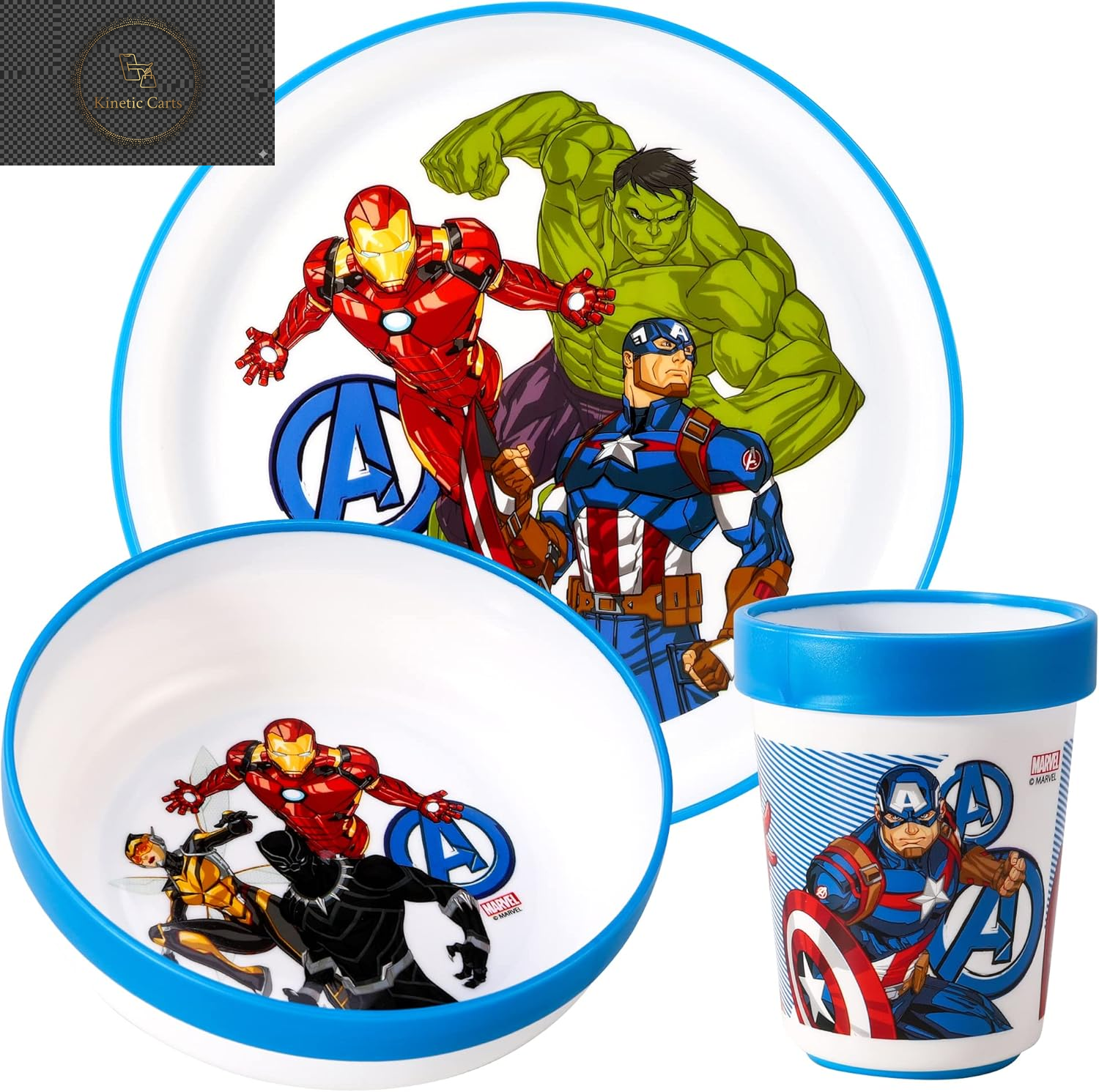 Bluey 3Pc Kids Dinner Set – Toddler Plates and Bowls Set with Kids Cup, Reusable Bicolor Premium Plastic Dinnerware Sets - Baby Plates, Baby Bowls, Toddler Cups, Children’S Mealtime Tableware